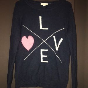 Navy blue oversized “L-O-V-E” sweater